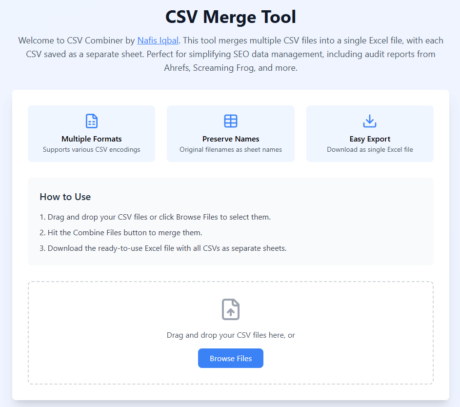 Marge CSV Tools Screenshots with white background